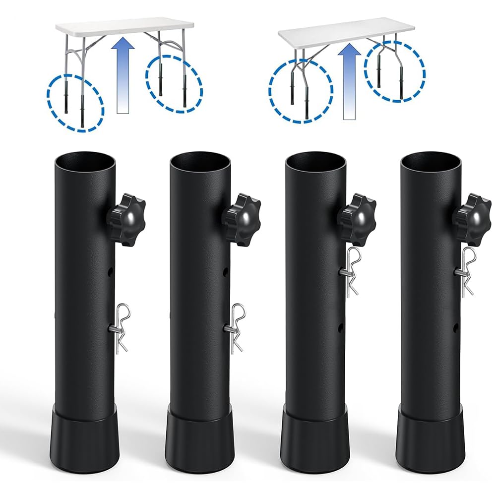 Wotendy 4pcs Table Leg Extenders for Folding Tables, Table Leg Extensions for Bent/Straight Legs, 2 Levels/Heights Adjustable Table Risers For Raise Table Height, Treating Your Back Pain (20cm)