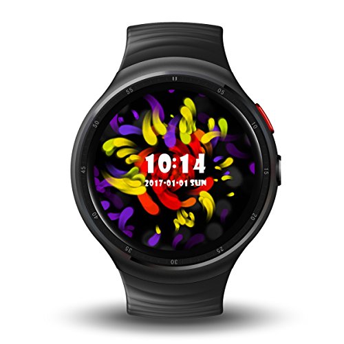 LEMFO LES1 Smart Watch Android 5.1 Wrist Band Bluetooth4.0 MTK6580 1.3GHz Quad-core 1GB RAM 16GB ROM with Wifi /Sim /GPS Heart Rate Monitor Smartwatch phone for Anrioid iOS Black
