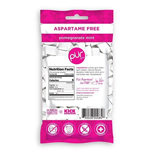 PUR Gum Sugar Free Chewing Gum 100 Xylitol Vegan, Aspartame Free, Gluten Free & Diabetic