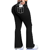 SEASUM Workout Butt Lifting Flare Leggings with Pockets for Women Scrunch Cargo Gym Casual Denim-Look Yoga Pants