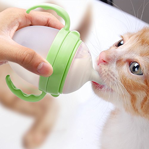 WORLD 9.99 MALL 120cc Portable Newborn Pet Hand Milk Nursing Feeding Bottle Set BPA Free Plastic Puppy Water Feeding Bottles|A for Your Lovely Pet (Green)