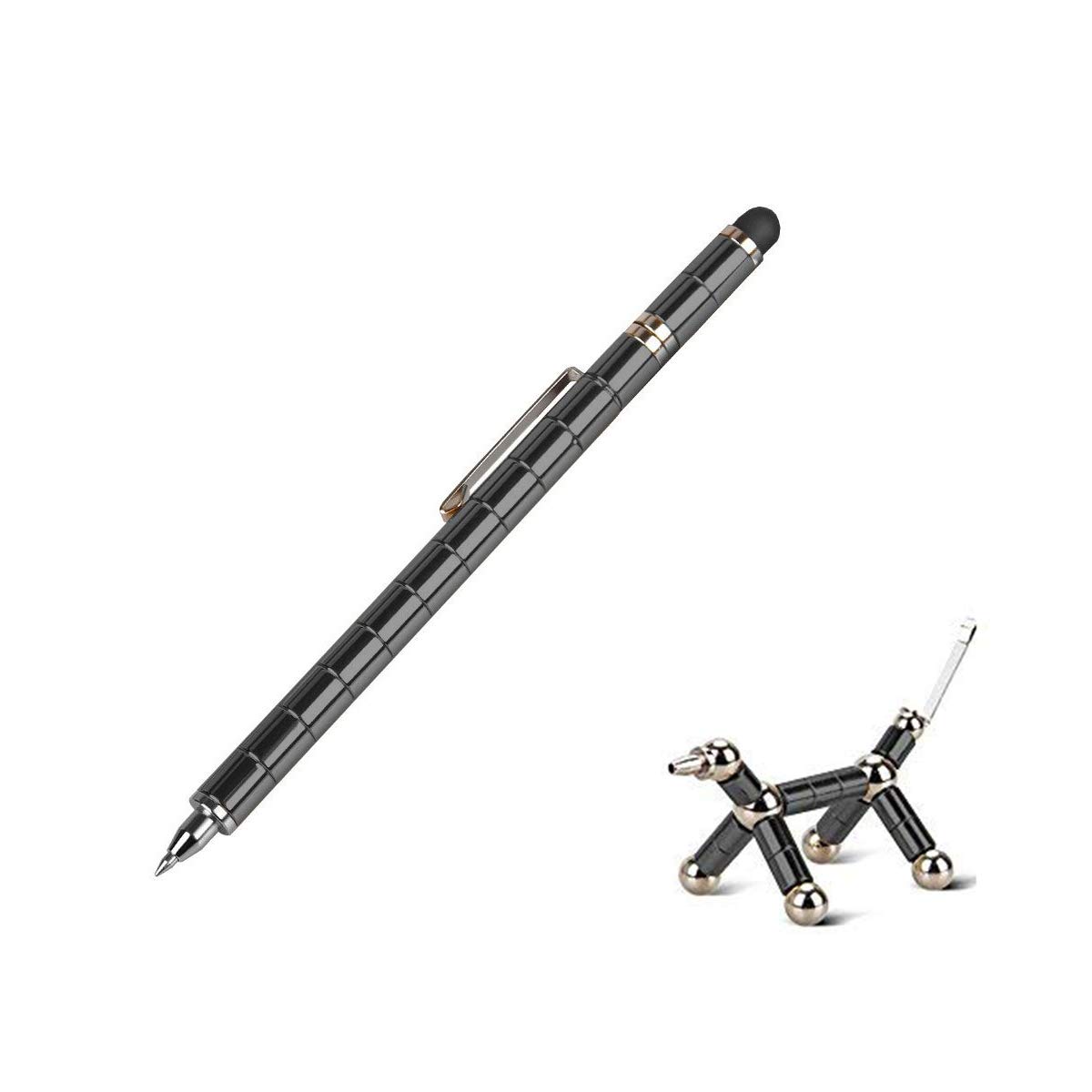Awkpow Magnetic Metal Pen, Capacitive Pen, Decompression Creative Fidget Toy for Students Office Worker Designer Writing, iPhone iPad Touch Screen Pen,Birthday Pen for Kids (Black)