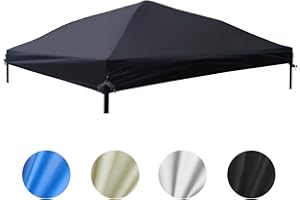 D&ONEHOS 10x10 Canopy Replacement Top, Waterproof Sunshade Canopy Tent Top Roof Cover for Outdoor Garden Patio Pavilion Sunshade with Silver Coated (Top Only,120“x120”,Black)