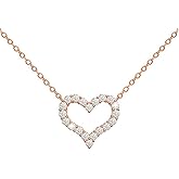 BYETOCE Dainty Love Heart Pendant Necklace Crystal Love Heart Charm Choker Silver Gold Plated Necklace Birthstone Jewelry for Women Trendy Daily Jewelry Accessories Stuff Birthday Gifts