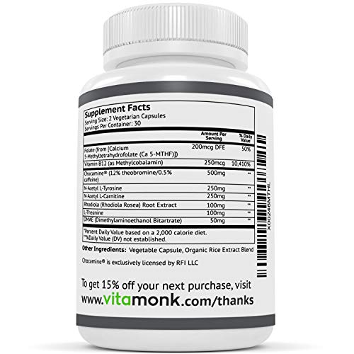 InstaBrainTM Fast-Acting Nootropic Brain Booster - On Demand Supplement for Quick Focus, Improved Clean Energy, and Gentle Mood Lifting and Motivation Boosting Effects - 60 Capsules - Made by Vitamonk - Thumbnail 6