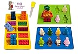 Lucentee Silly Ice Cube Trays Candy Molds, Building Bricks and Figures with Bonus Ebook