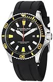 Stuhrling Original Men's 706.04 Aquadiver Regatta Quartz Date Yellow Accent Rubber Strap Diver Watch