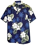 Pacific Legend Boys White Hibiscus Monstera Shirt NAVY BLUE L