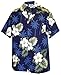 Pacific Legend Boys White Hibiscus Monstera Shirt NAVY BLUE L