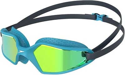 Speedo Hydropulse Youth Goggles Navy Blue Gold Yellow Adjustable Anti Fog