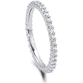 BERRICLE Sterling Silver Round Cubic Zirconia CZ Eternity Rings Wedding Band for Women - Gold Flashed, 1.5mm/2mm/2.5mm