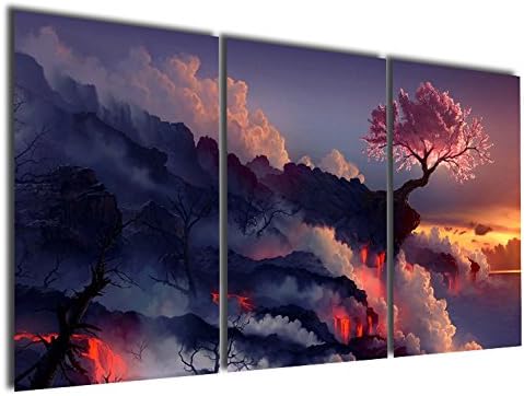 Gardenia Art Magic Cherry Tree in Volcanoes Canvas Prints Modern Wall Art Paintings Artwork for Room Decoration,12X16 inch, Framed