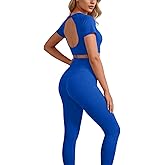 Workout Sets for Women Backless Top Legging Set Two Piece High Waisted Summer Pilates Yoga Clothes Gym Athletic Wear