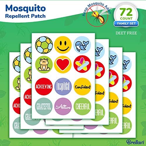 Brellavi Mosquito Repellent Patches, Natural Essential Oil Mosquito Repellent Patches, Deet-Free Mosquito Repellent Stickers, Best Mosquito Repellent Patches for Family, 72 Count