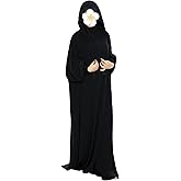 khalat Muslim Prayer Dress Abaya Solid One-Piece Hoodie Abaya Dress for Women Long Maxi Dress Islamic Dubai Jilbab