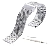 18mm Mesh Stainless Steel Replacement Watch Band For Withings Activité, Activité Pop or Activité Steel (YESOO Retail Packaging - 180 Days Warranty) (Silver)