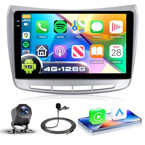 VECHTEL 4G+128G Android 15 Car Radio for Lancia Delta 2009-2019, 9 Inch Incell HD Screen Tactile co Carplay Android Car Wireless Car Stereo Support GPS Wi-Fi USB Bluetooth FM Radio RDS Rearview Camera