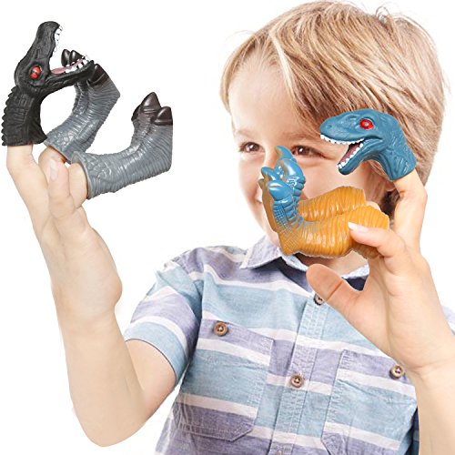 rainbow yuango 36PCS Realistic Dinosaur Finger Puppets Playset Soft Vinyl Rubber Dinosaur Head Finger Puppet with Feet Theaters Doll Model Toy for Kids