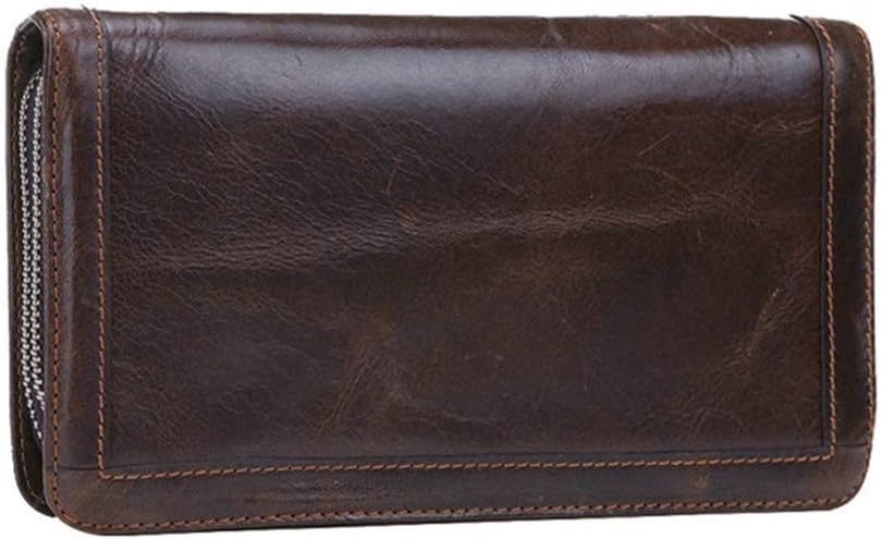 Double Zipper Phone Bag Vintage Leather Clutch Wallet Male Purses Men's Wallets