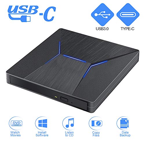 External CD DVD Drive USB C USB 3.0 Dual Port Portable CD DVD /-RW Drive High Speed Data Transfer External Optical Drives for Windows10/MacBook/Desktop/Laptop - Thumbnail 7