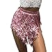 MUNAFIE Women's Belly Dance Hip Scarf Sequin Tassel Hip Skirt Colorful Waist Chain (One Size, Light Pink)