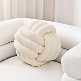 Sioloc Soft Knot Ball Pillows, Throw Cushion Home Decoration Plush ,Throw Knotted Handmade Round Plush Pillow (7.8inches,Ivory)