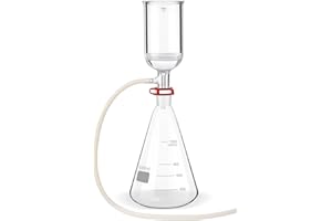 ELABPAL Funnel Filtering Kit, 1000ml Filter Bottle and 250ml Funnel, Lab Filtering Funnels, High Borosilicate Glass, 1L Lab Vacuum Filtration Apparatus with 100 Pieces of Filter Paper