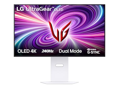 UltraGear OLED 32GS95UV Monitor Gaming 32", UHD 4K (3840x2160) 240Hz, 480Hz in FHD con Dual Mode, 0,03ms (GtG), G-Sync, FreeSync Premium Pro, HDR 400 True Black, HDMI 2.1, DisplayPort, Bianco