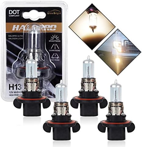 Halopro High Performance H13/9008 Halogen Headlight High &amp; Low Beam Dual Function Lights Bulbs White (Pack of 4)