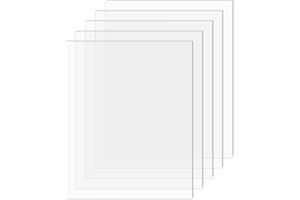 SimbaLux Acrylic Sheet Clear Cast Plexiglass 8” x 10” 0.08” Thick (2mm) Pack of 5 Transparent Plastic Plexi Glass Board with Protective Paper for Photo Frame Replacement, DIY Display Projects, Craft