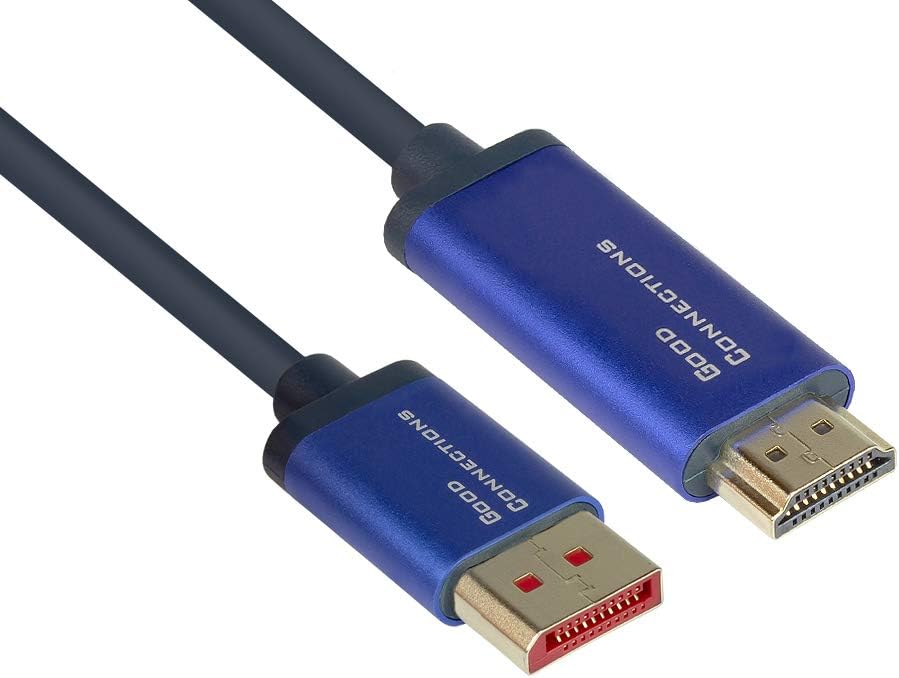 Good Connections SmartFLEX DisplayPort 1.4 to HDMI 2.0 Cable, 4K UHD @ 60Hz RGB / 4:4:4, Copper Conductor, Aluminium Housing