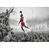 Doppelganger33 LTD Michael Jordan NBA Slam Dunk Huge Wall Art Multi Panel Poster Print 47x33 inches