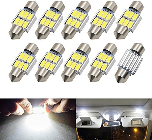 Boodlied 10pcs C5w 31mm Led bulb 5630 5730 6-SMD Chipsets Festoon Canbus No Error Free 3021 DE3021 6418 DE3423 DE3425 Led bulbs For Dome Map Door Trunk Interior Bulbs 6000k~6500K,DC 12V,White.