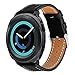 Leather Band for Galaxy Watch Active/Galaxy Watch 42mm / Gear Sport/Gear S2 Classic, Fintie 20mm Quick Release Genuine Leather Replacement Strap Wrist Bands with Adjustable Classic Buckle - Black