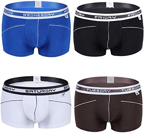 Jravis Men’s Seamless Boxer Brief-Low Rise Truck Sporty Performance Underwear MU01,4 pieces black,XL