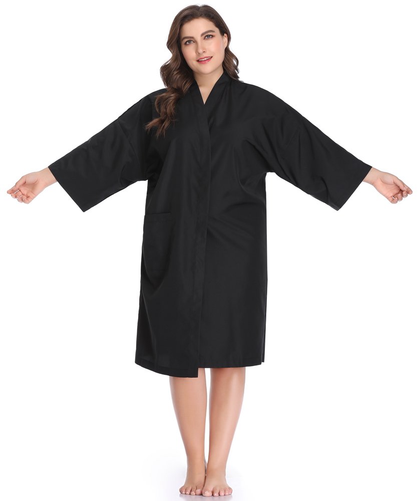 Salon Robes Smock for Clients, Hair Salon Client Gown Cape-Large Size-Black : Beauty