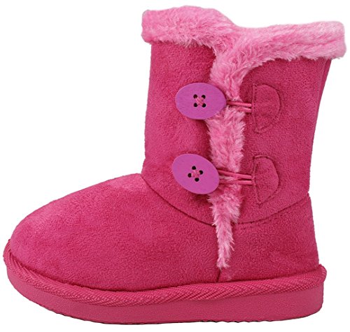 Baby Girls Toddler Warm32F Fuchsia Slouch Buttons/Sweater Knit Faux Fur Lined Soft Sole Infant Boots-4
