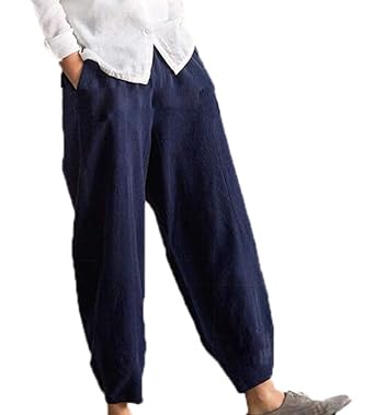 Domorebest Pantalones Harlan Flojos Ocasionales De Algodon Y Lino