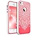 MagicMobile iPhone 5S / 5 / SE Case, Slim Hybrid Case [Cute 3D Printed White Henna Mandala Pattern] Embossed Rugged TPU with Bumper Frame Dual Layers - [Light Pink]
