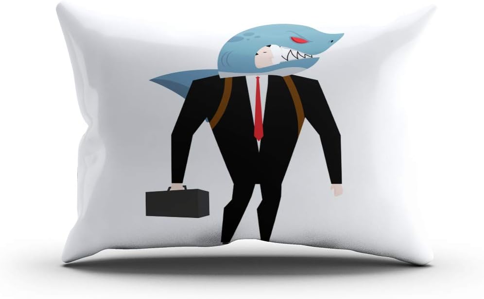 Moladika Throw Pillow Cover 12x20 Inch Boudoir Businessman Suit Shark Allegory Business Shark Cushion Home Decor Living Room Sofa Bedroom Office One Side Design Printed Pillowcase