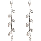 Wedding Earrings for Brides、Bridal Bridesmaid Earrings for Wedding Crystal Cubic Zirconia Bridal Drop Earrings for Women Prom Pearl earring