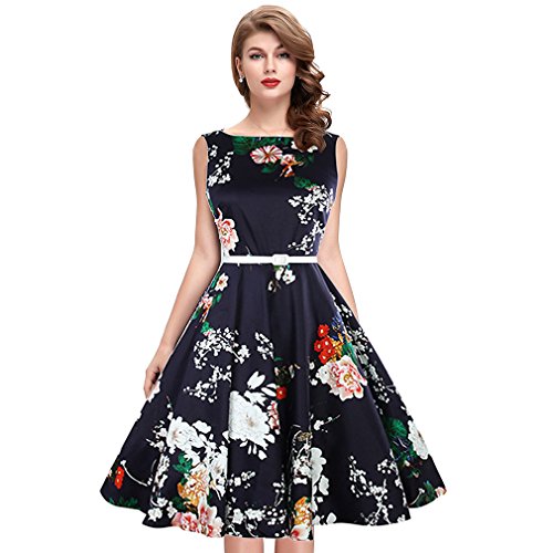 Jet-bond swing flared 50s vintage dress fs50 long boatneck sleeve…