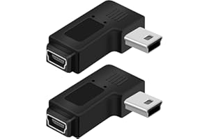 RIIEYOCA Mini USB 5 PIN Adapter,90 Degree Right and Right Angled Mini USB Male to Female Connector,Supports Charging and Data