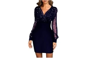 SGASY Holiday Dresses for Women, Pub Holiday Dress for Ladies A-Line Nice Long Sleeve Pleated Cocktail Soft Solid