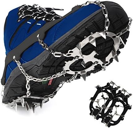 ZHUIMENG Ice Grippers, 2017 New Design Lightweight 18 Teeth Walk Traction Cleats Ice Snow Grips Anti Slip Stainless Steel Spikes Crampons for Footwear (M(shoe size:W10.5-12.5/M9-11))