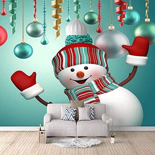 Amazon クリスマスカスタム写真の壁紙3d かわいい雪だるま の壁の装飾リビングルームの寝室の壁紙の壁の壁画の壁紙テレビのソファの背景家の装飾壁画 400x280cm 157x110inch ウォールステッカー オンライン通販