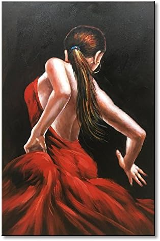 THREE WALL ARTS Ballet Dancers 1 Piece Modern Decorative artwork 100% Hand Painted Contemporary Abstract Oil paintings on Canvas Wall Art Ready to Hang for Home Decoration Wall Decor 24x36Inch