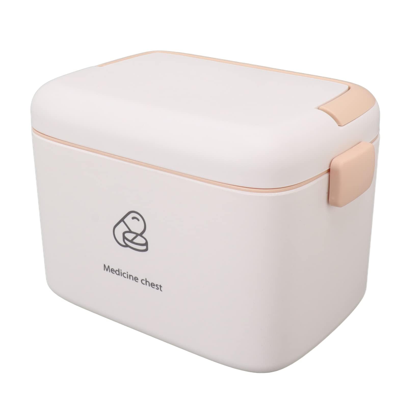 LiebeWH Medicine Box Organizer Family Large Plastic Medicine Storage Box with Removable Tray First Aid Box Emergency Medicine Container (Type B)