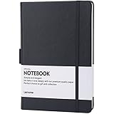 Bullet Journal/Notebook with Pen Loop - Elegant Black Leather Notebook with Premium Thick Paper 120gsm (A5) - Lemome Best Gift for You