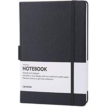 Bullet Journal/Notebook with Pen Loop - Elegant Black Leather Notebook with Premium Thick Paper ( A5) - Lemome Best Gift for You